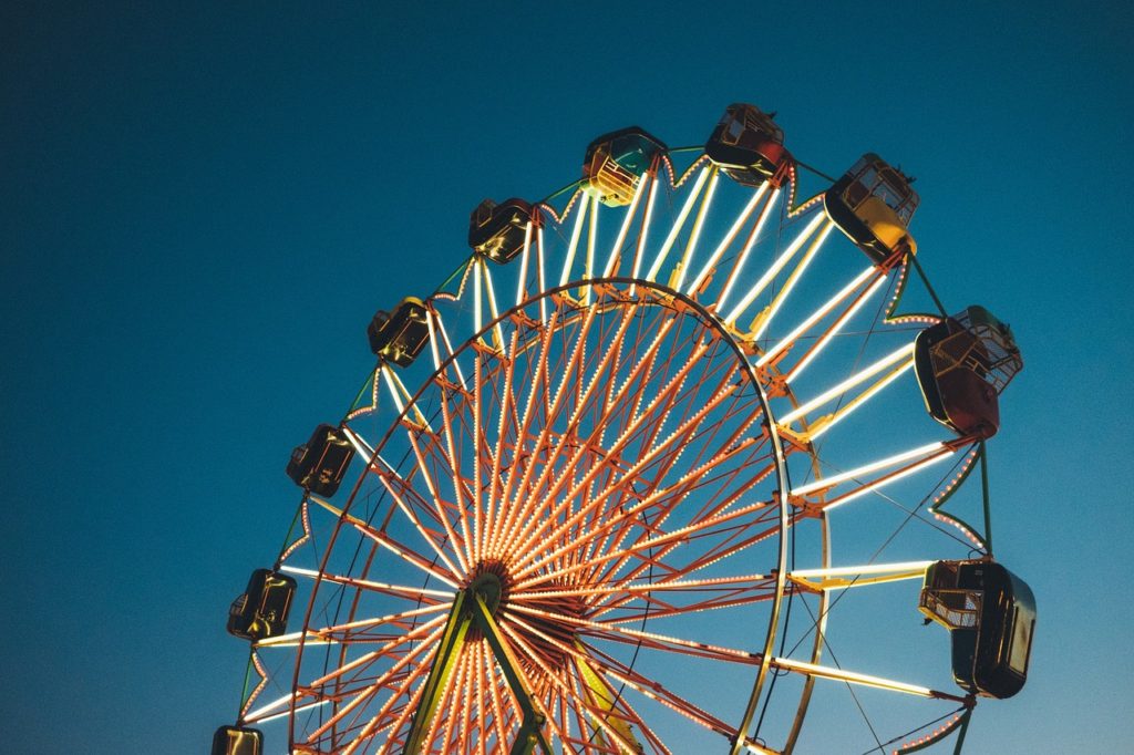 ferris wheel, amusement park, fair